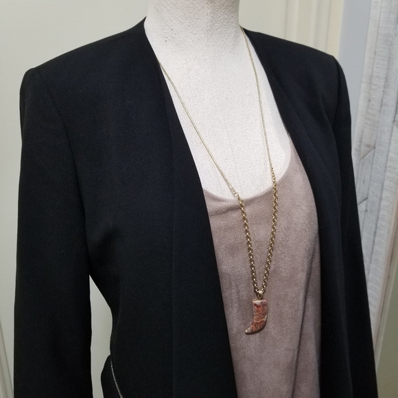 Vince Camuto Open Front Blazer Zipper Pockets 4 - Picture 6 of 8